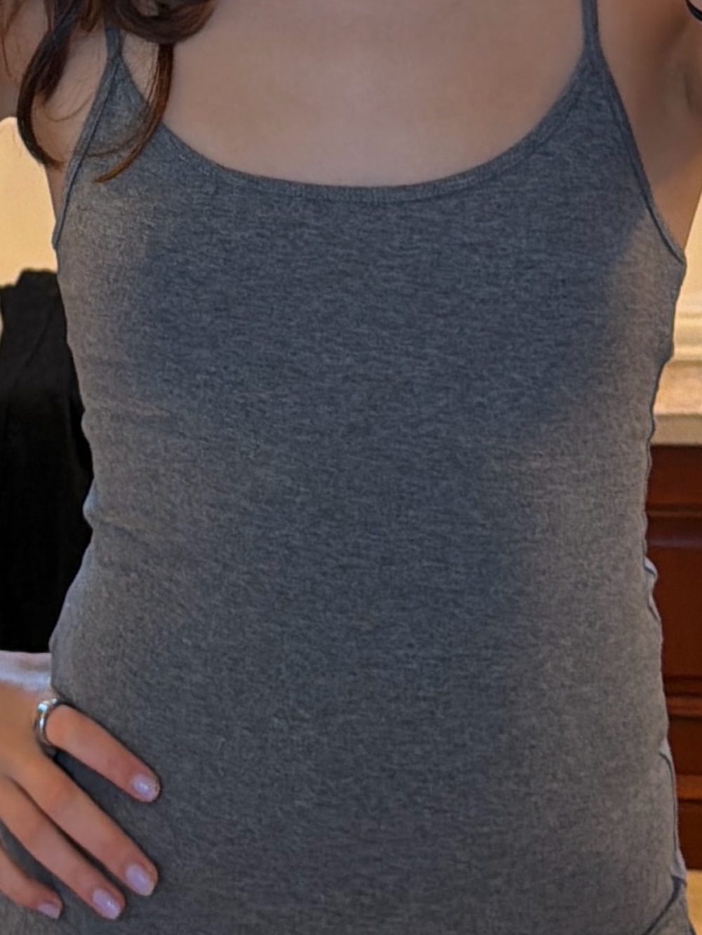 Sleeveless Gray Ribbed Tank Top